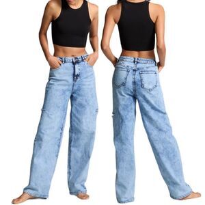 Gabrielle Union High Rise Ripped Straight Leg Jeans in the Size 10